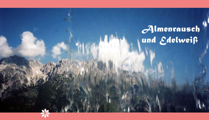 Birnhorn, gesehen durch den k&uuml;nstlichen Wasserfall im Asitz Sinnes-Erlebnispark